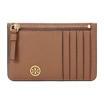 TORY BURCH Robinson Leather Coin Purse, Card Holder Women's Brown