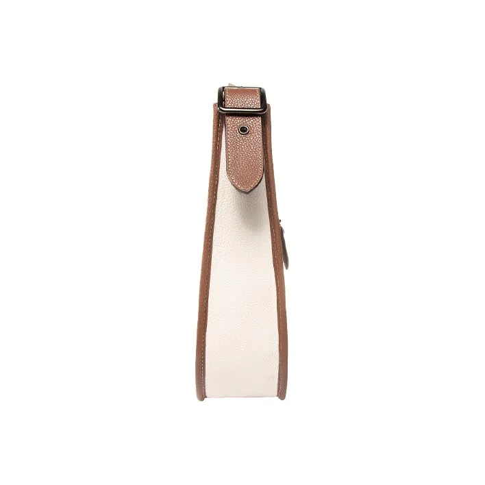COACH Emery Leather Shoulder Bag Crossbody Bag Medium Size Women's White & Coffee Multicolor-1