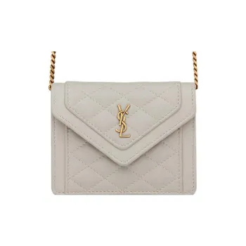 SAINT LAURENT GABY Quilting Lambskin Clutches Shoulder Bag Crossbody Bag Extra Mini Women's White