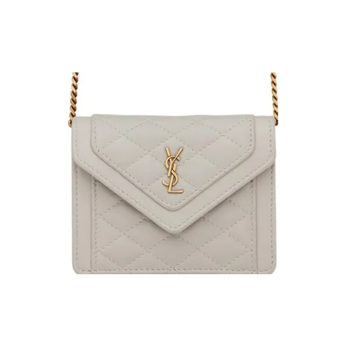 SAINT LAURENT skirt Quilting Lambskin Clutches Shoulder Bag Crossbody Bag Extra Mini Women's White