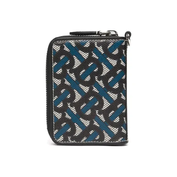 Burberry Cotton Canvas Coin Purse Card Holder Women's Blue Black-2