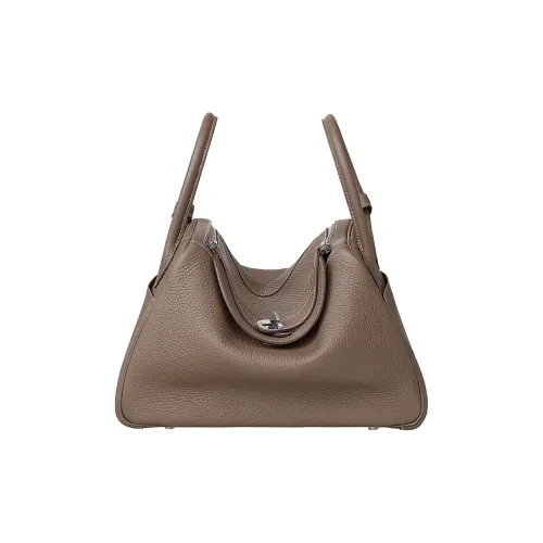 HERMES Lindy Taurillon Clemence Leather Handbag Shoulder Bag Women's 18 Etoupe Elephant Gray