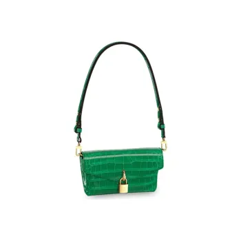 LOUIS VUITTON Padlock On Strap Crocodile Leather Lockable Handbag, Shoulder Bag Women's Emerald Green