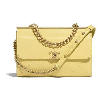 CHANEL Trendy Cc Sheepskin Crossbody Bag Women's Yellow