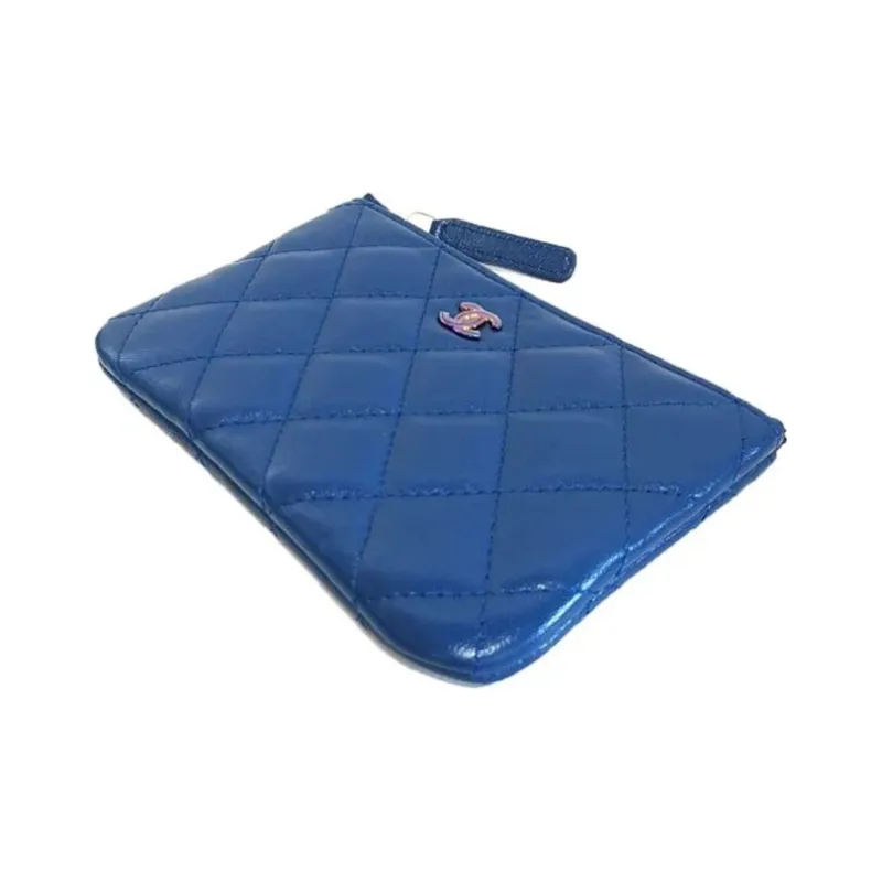CHANEL Lambskin Clutch Mini Women's Blue-2