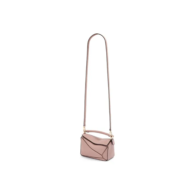 LOEWE Puzzle Goatskin Geometric Bag Puzzle Bag Shoulder Bag Crossbody Bag Handbag Mini Women's Deep Blush Color-4