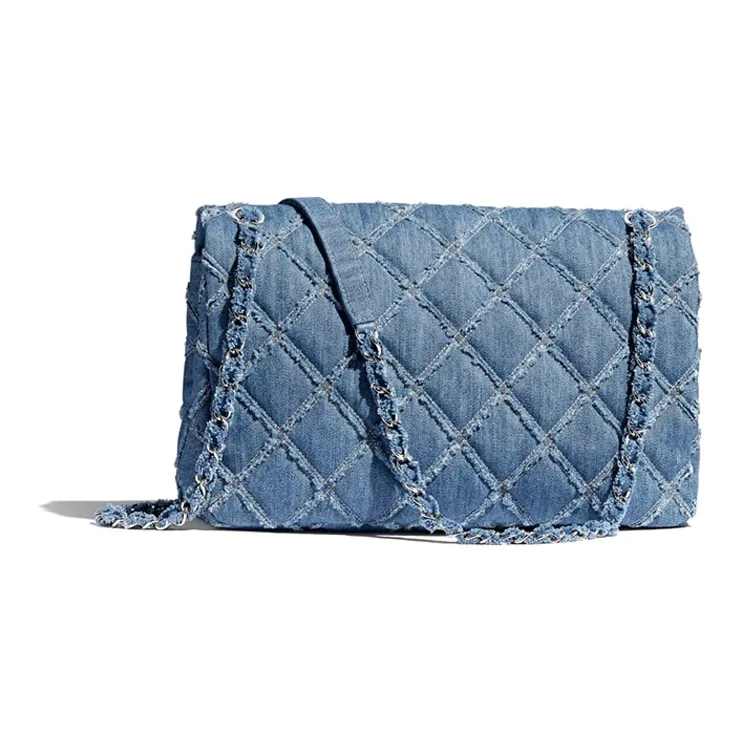 CHANEL Classic Flap CF Denim Fabric Flap Bag, Shoulder Bag Women's Denim Blue-1