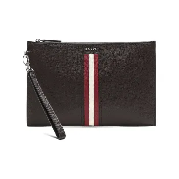 BALLY Leather Clutch Men's Coffee
