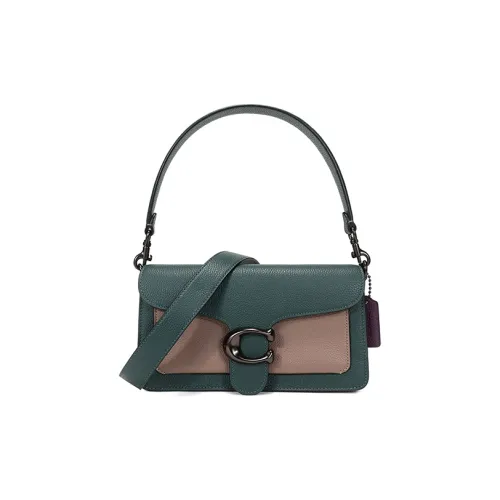 COACH Tabby Leather Shoulder Bag Women's Forest Green Multicolor