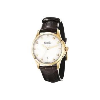 GUCCI G-Timeles Collection Wrist Watch Automatic Mechanical Movement Crocodile Leather Strap White Dial Women's Watch