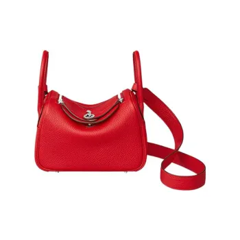 HERMES Bullhide Handbag, Crossbody Bag Mini Women's Heart Red