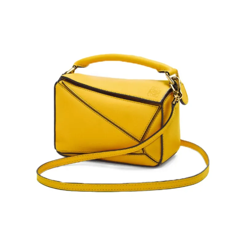 LOEWE Classic Calfskin Puzzle Bag Handbag Shoulder Bag Crossbody Bag Small Size Women's Yellow-1