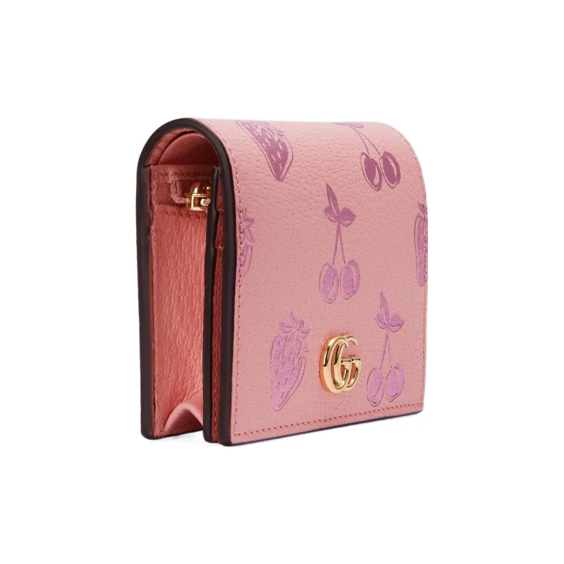 GUCCI Marmont Leather Wallet Card Holder Clutch Women's Pink-2