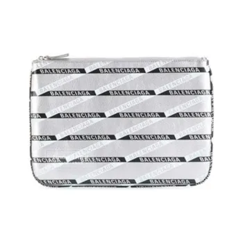 Balenciaga Cow Leather Clutch Regular Women's Silver
