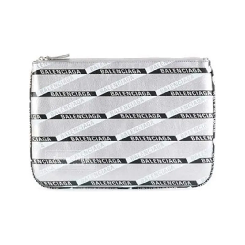 Balenciaga Cow Leather Clutch Regular Women's Silver-0