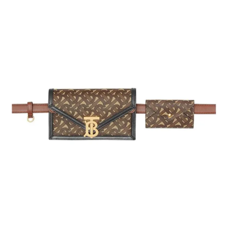Burberry Monogram PU Combo Bag Shoulder Bag Crossbody Bag Fanny Pack Women's Brown-2