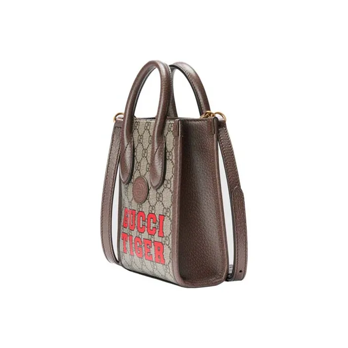 GUCCI Leather Tote Bag Shopping Bag Handbag Shoulder Bag Crossbody Bag Mini Men's Brown-1