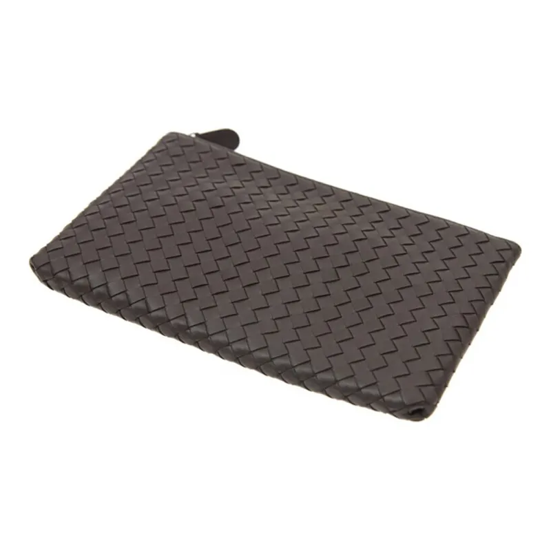 Bottega Veneta Sheepskin Woven Wallets Clutches Medium Size Men's Brown-3