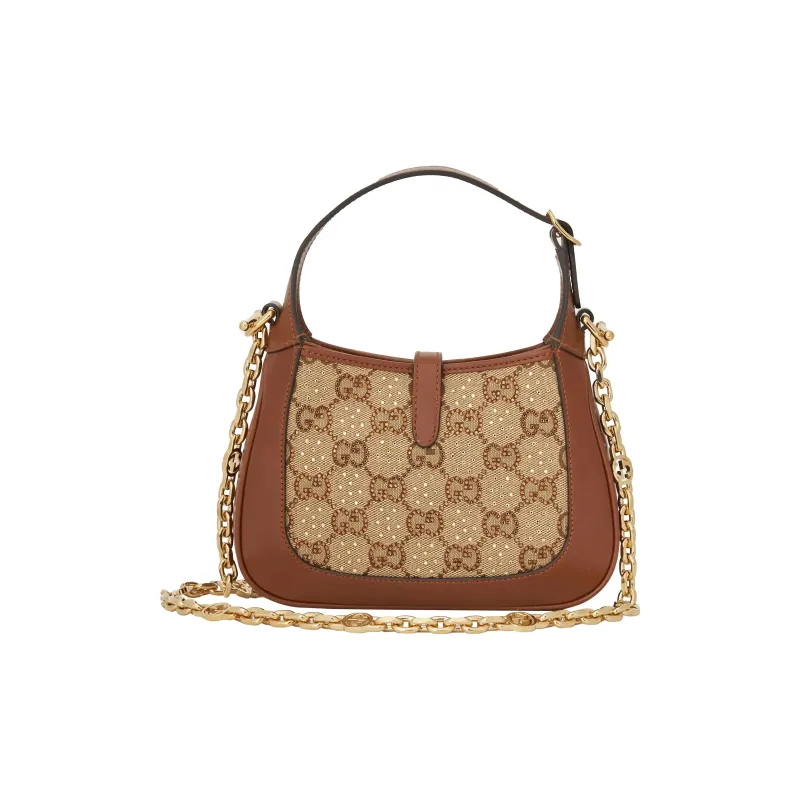 GUCCI Jackie 1961 Canvas With Leather Crescent Shoulder Bag Shoulder Bag Mini Women's Ebony-6