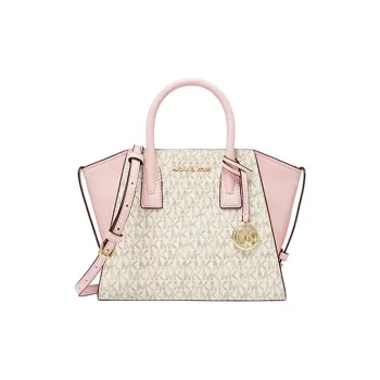 MICHAEL KORS Avril Cow Leather Patchwork With Artificial Leather Crossbody Handbags Women's Vanilla White/Light Pink
