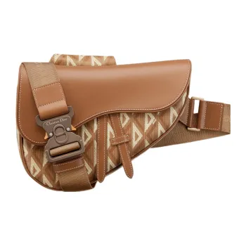 DIOR Saddle Grained Cow Leather With Canvas Saddle Bag Fanny Pack Sling Bag Shoulder Bag Crossbody Bag Men's Coffee