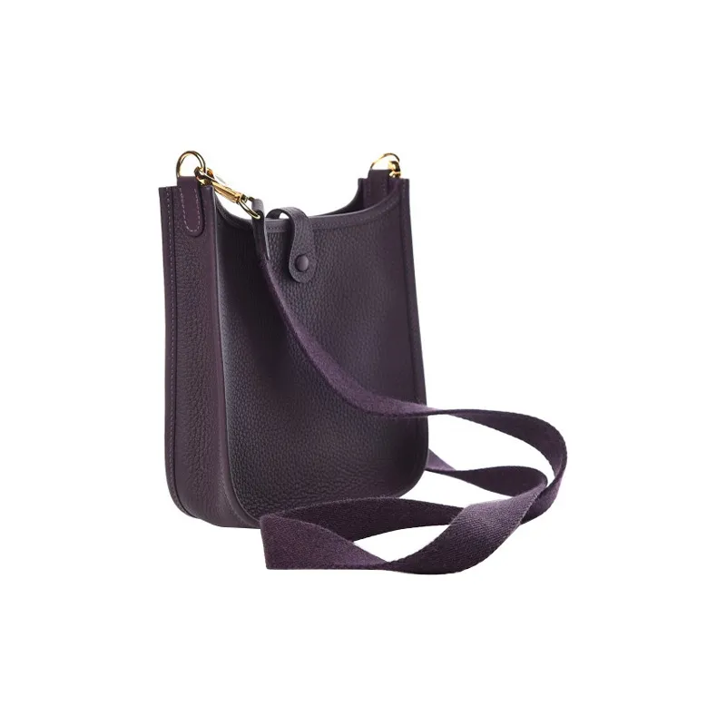 HERMES Evelyne Clemence Bullock Leather Crossbody Bag Shoulder Bag 16 Unisex Grape Purple-1