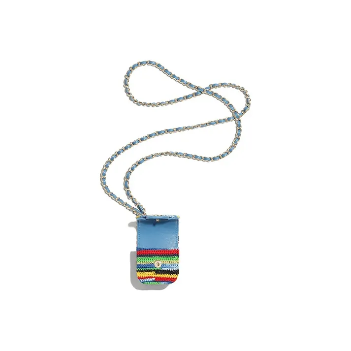 CHANEL Embroidery & Metal AirPods Headphone Case Women's Multicolor & Blue-1