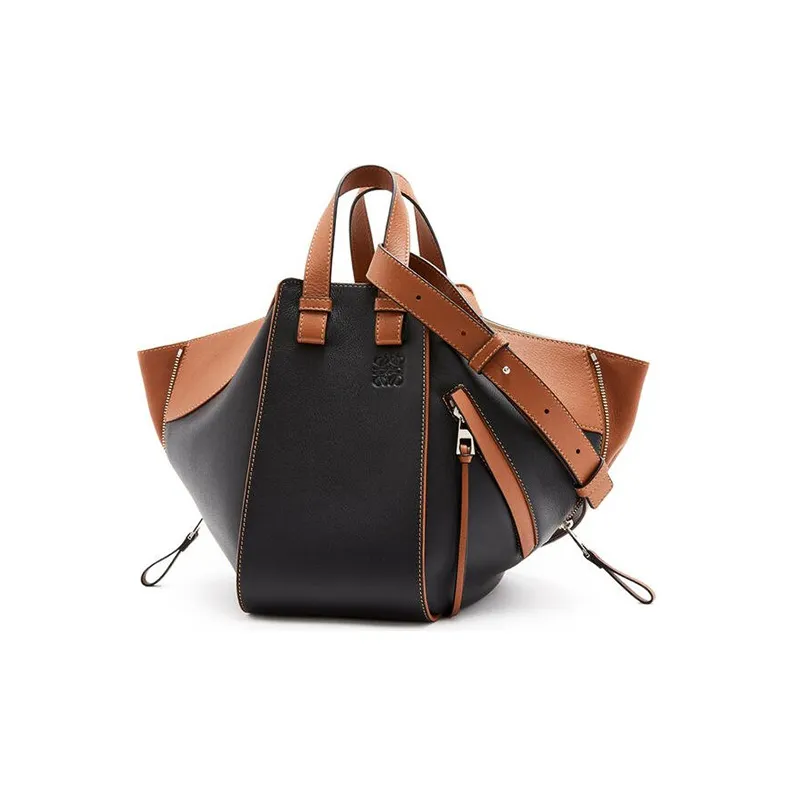 LOEWE Hammock Cow Leather Hammock Bag Shoulder Bag Crossbody Bag Handbag Small Size Women's Black Tan-1