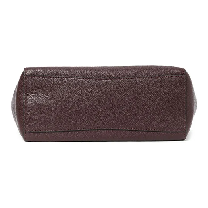 COACH Turnlock Polished Grained Leather Handbag Tote Bag Shopping Bag Shoulder Bag Women's Burgundy-3