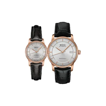 MIDO Baroncelli Collection Automatic Mechanical Movement Unisex Watch 38mm Silver Dial M7600.3.10.4 Twin Watch