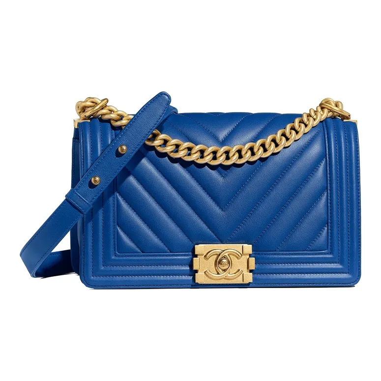 CHANEL Leboy Calfskin Crossbody Bag, Shoulder Bag Women's Dark Blue-0