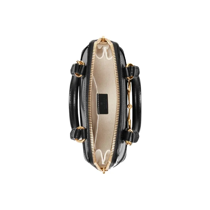 GUCCI Leather Dome Bag Crossbody Bag Shoulder Bag Mini Women's Black-5