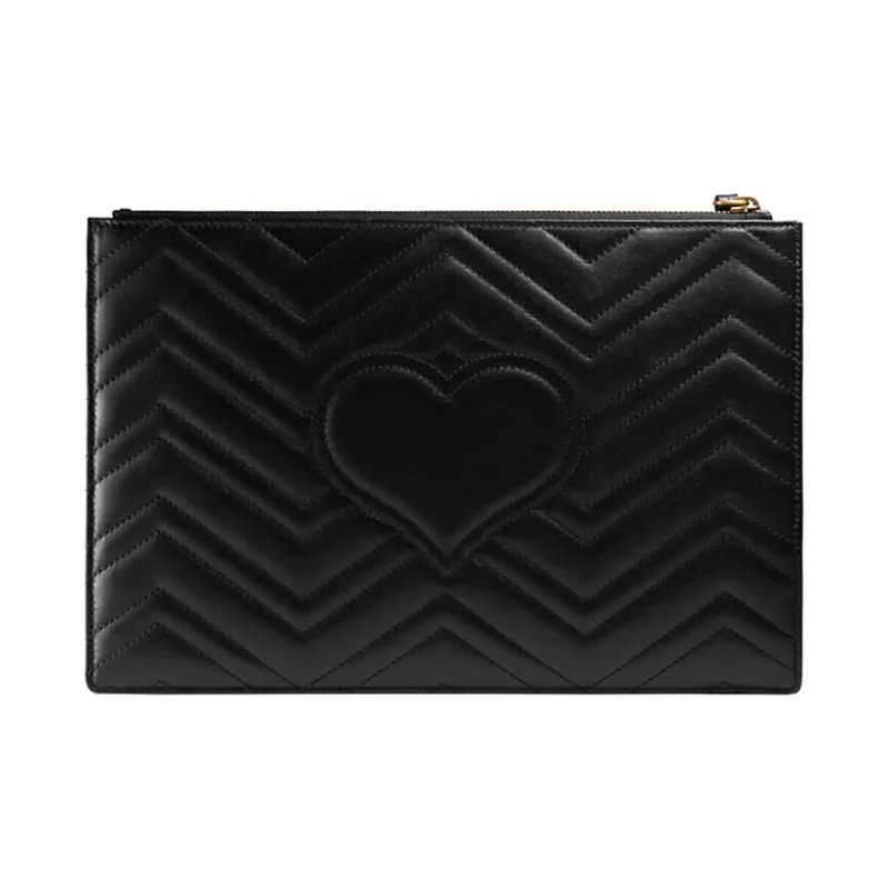 GUCCI GG Marmont Leather Clutch Women's Black-1