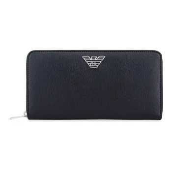 EMPORIO ARMANI Polyester Money Clip Leather Wallets Men's Black