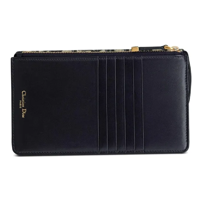 DIOR Canvas Bag Card Holder, Wallet Unisex Brown-2