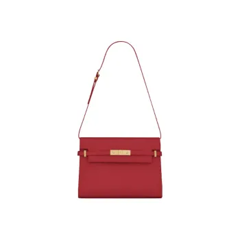 SAINT LAURENT MANHATTAN Cow Leather Crossbody Bag, Shoulder Bag Women's Cupid Red