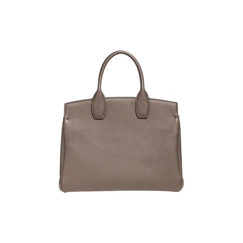 FERRAGAMO Studio Grained Cow Leather Shopping Bag Medium Size Women's Beige-1