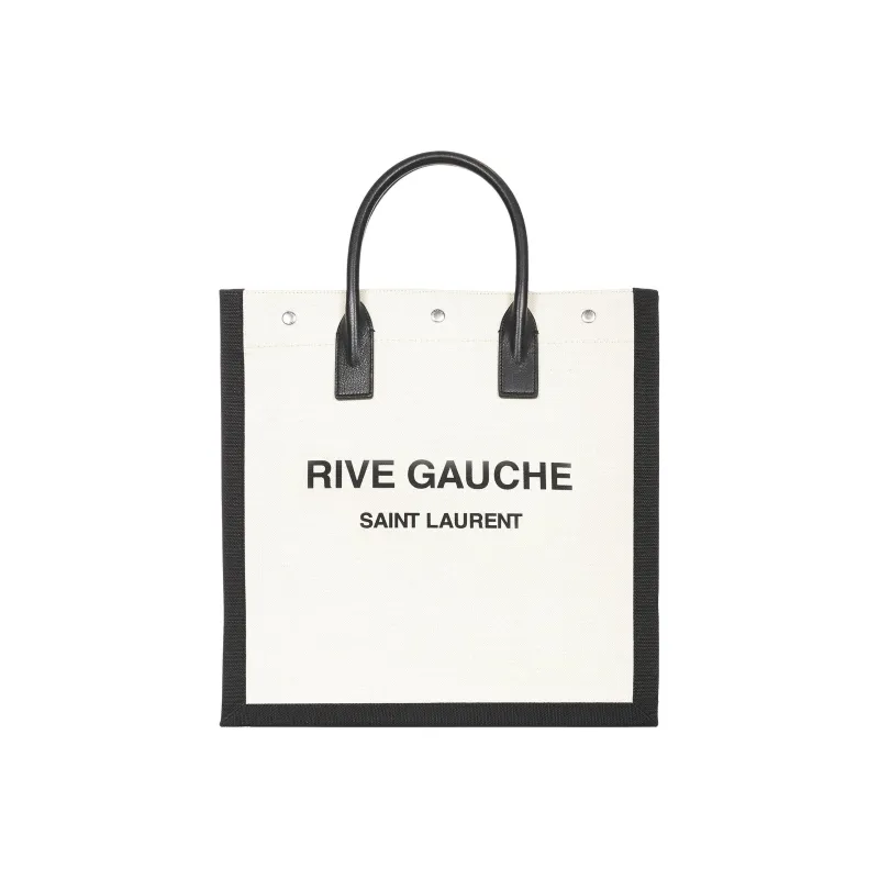 SAINT LAURENT Rive Gauche Canvas With Leather Tote Bag, Shopping Bag, Handbag Men's White-0