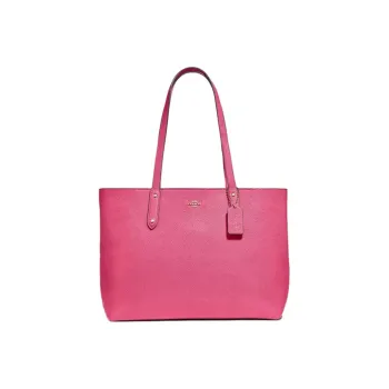 COACH Central Polished Pebbled Leather Tote Bag Shopping Bag Shoulder Bags Women's Fuchsia