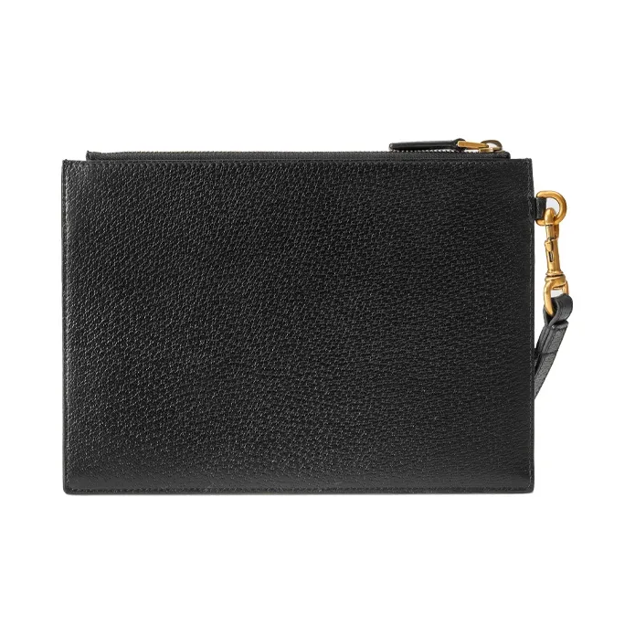 GUCCI Marmont Grain Leather Clutch Men's Black-2