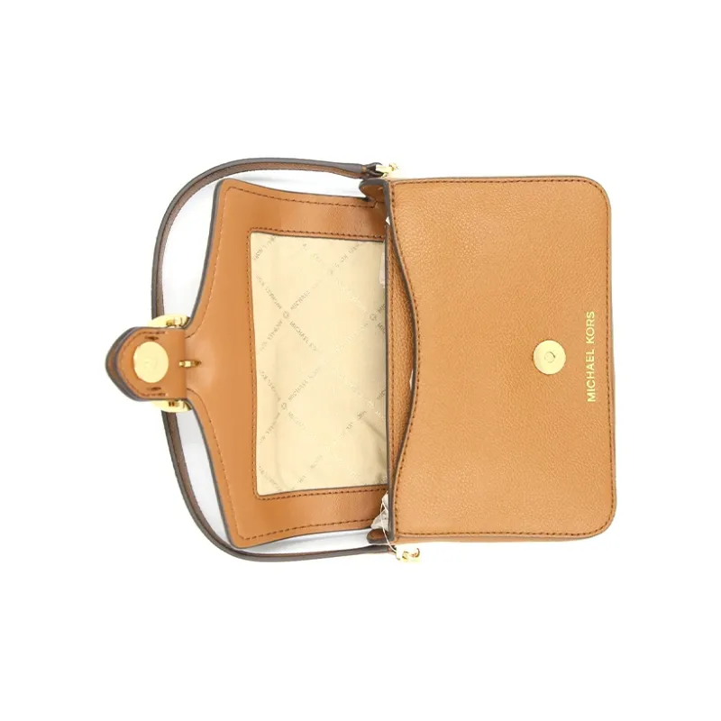 MICHAEL KORS Wanda Cow Leather Shoulder Bags With Chain Crossbody Bags Small Size Women's Brown-4