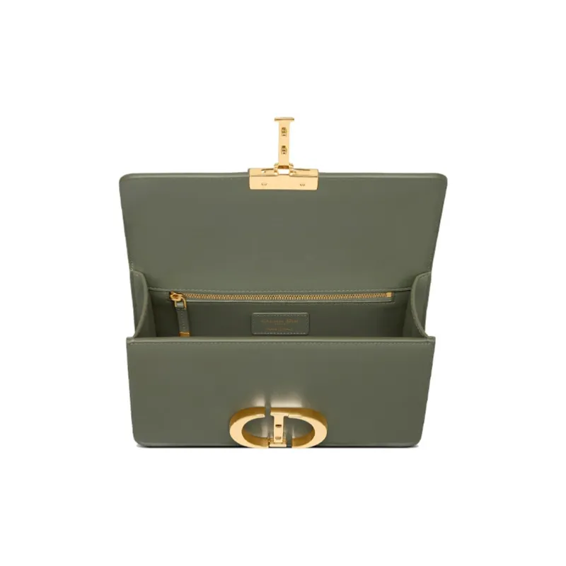 DIOR 30 Montaigne Collection Smooth Cow Leather Box Bag, Shoulder Bag, Crossbody Bag Women's Pine Green Color-3