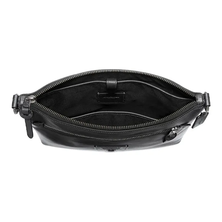 COACH Rivington Smooth Leather Shoulder Bag Crossbody Bag Large Size Men's Black-2