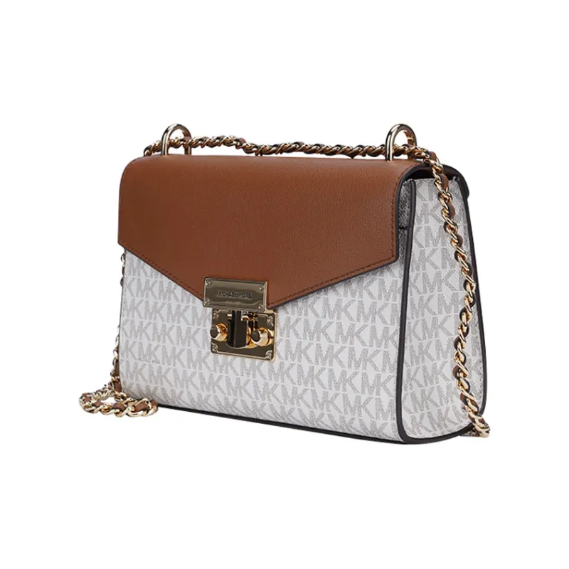 MICHAEL KORS PVC Shoulder Bag Medium Size Women's White Brown Multicolor-1