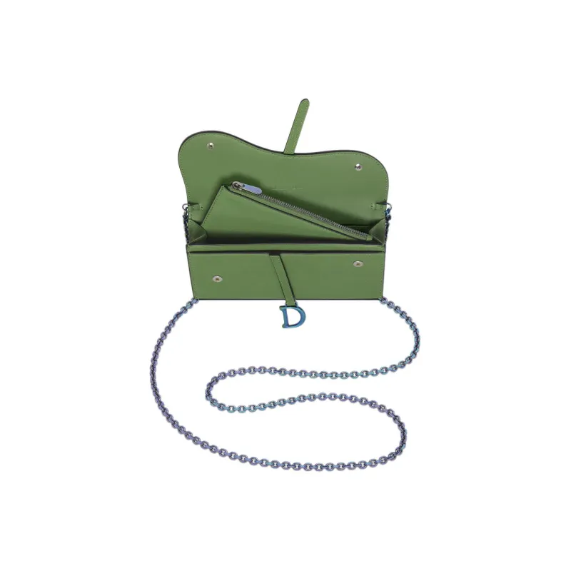 DIOR Sheepskin Wallet Women's Bright Green-5