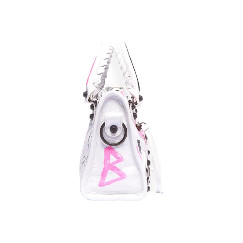 Balenciaga Sheepskin Handbag Mini Women's Graffiti White-2