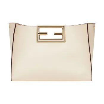 FENDI Calfskin Tote Bag, Shopping Bag, Shoulder Bag, Crossbody Bag, Handbag Medium Size Women's White