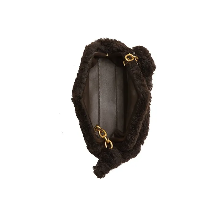Bottega Veneta Sheepskin Clutch Women's Dark Brown-2