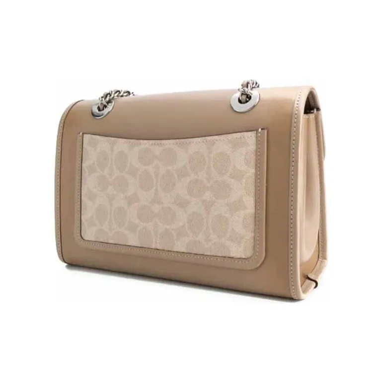 COACH Canvas With Leather Shoulder Bag, Crossbody Bag Women's Brown With Monogram-1
