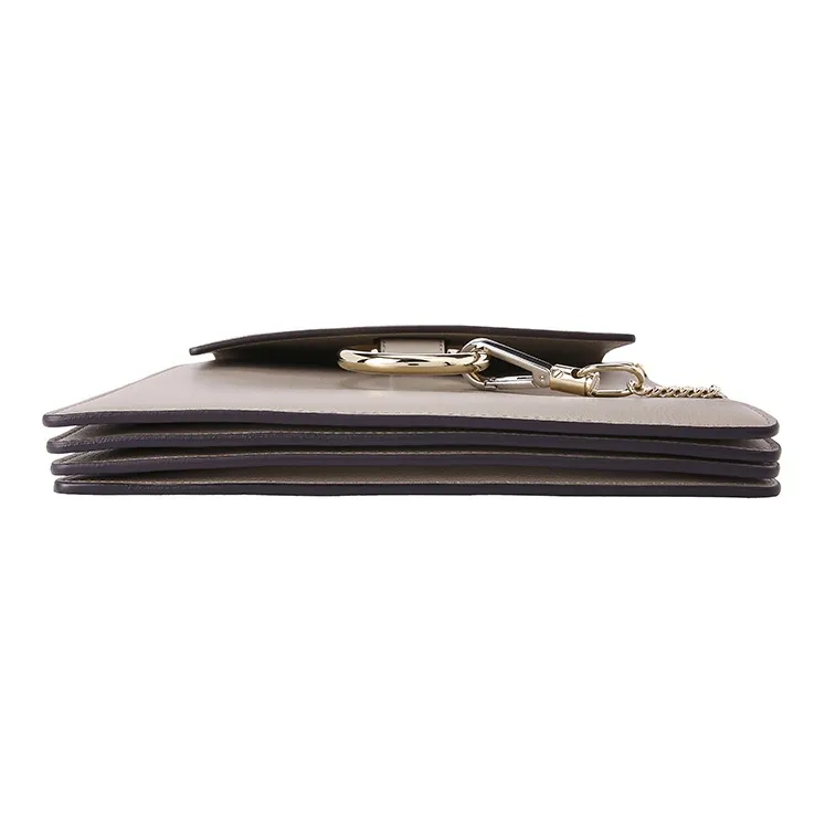 Chloe Faye Cow Leather Handbag Shoulder Bag Women's Gray-3